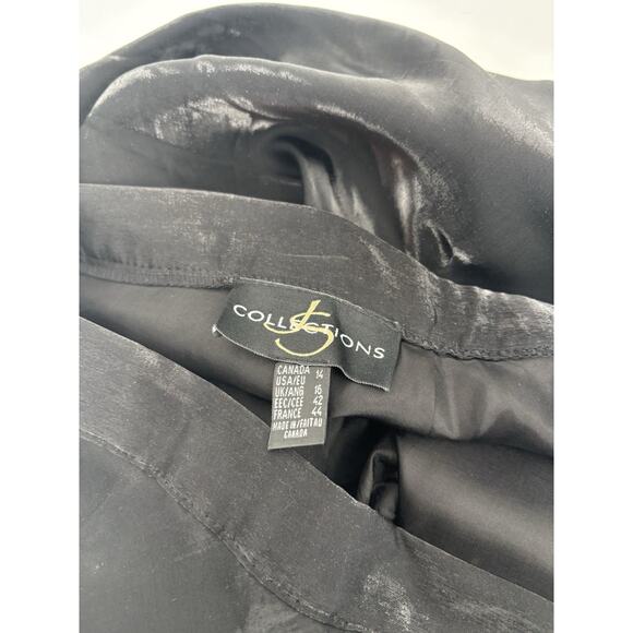 Vintage JS Collections Skirt Womens 14 Black 90s Satin A Line Flounce Lined Maxi - Picture 11 of 16